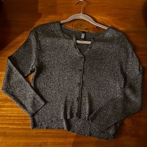 Laundry By Shelli Segal Grayish Black metallic short sweater Large